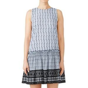 WAVERLY GREY Embroidered Drop Waist Ruffle Selena Mini Dress - Small